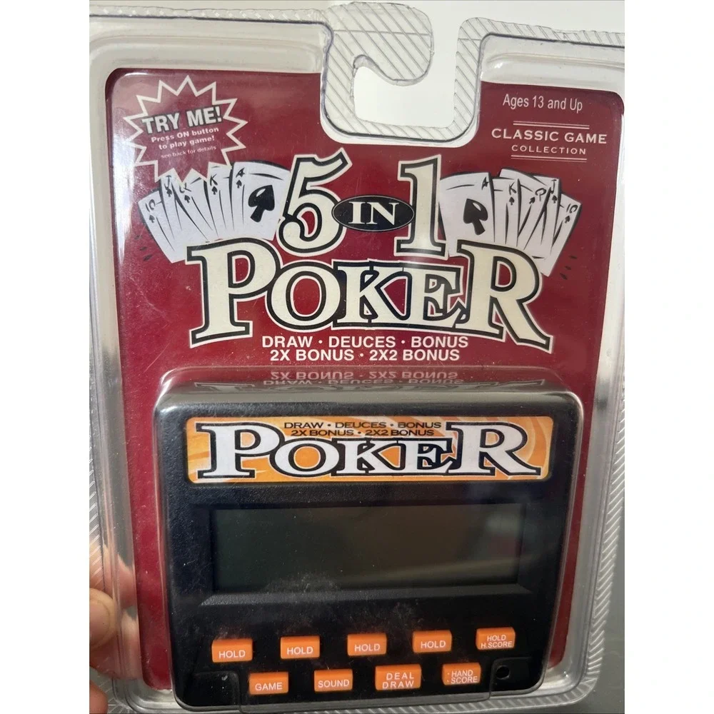 Classic 5-in-1 Poker Electronic Handheld Classic Game Collection Sealed Working